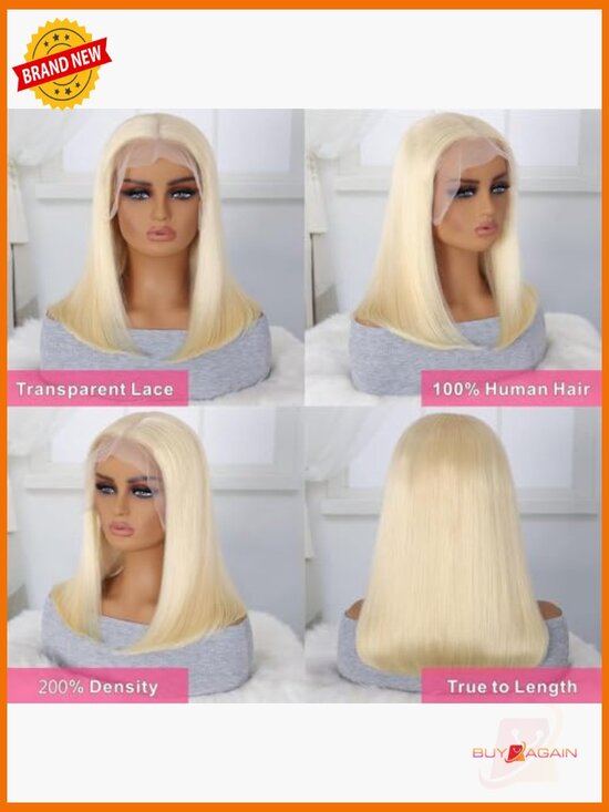 Human Hair Lace Front Wig 200% Density Pre Plucked Glueless Bob Wig main image 4